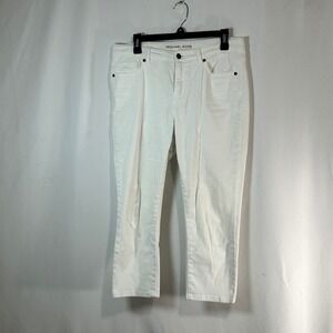 Michael Kors Womens White Cropped Flare Jeans Size 14‎